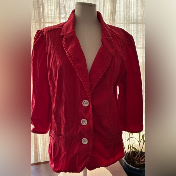 Sonoma Jackets & Blazers - Sonoma Button Front Casual Red 3/4 Sleeve Blazer Jacket Sz 1X